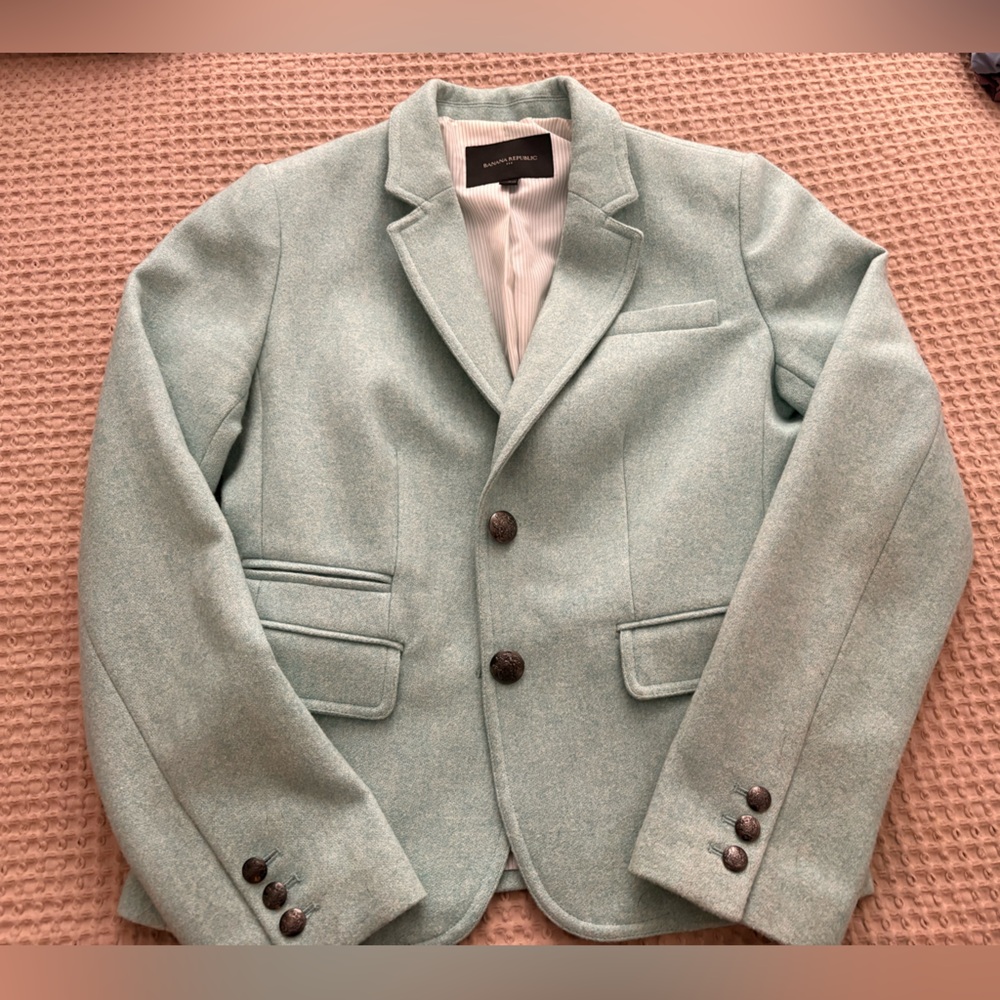 Banana Republic Double-Breasted Blazer in Light Teal